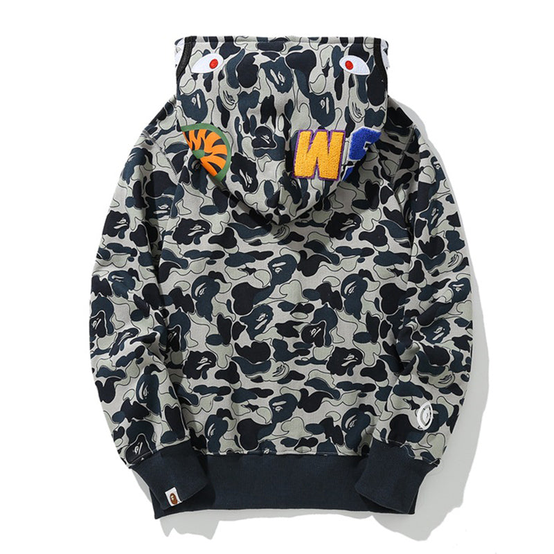 BAPE Camo Shark Hoodie - Grey Blue & Khaki