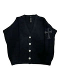 Chrome Hearts cross-patch waffle knit cardigan