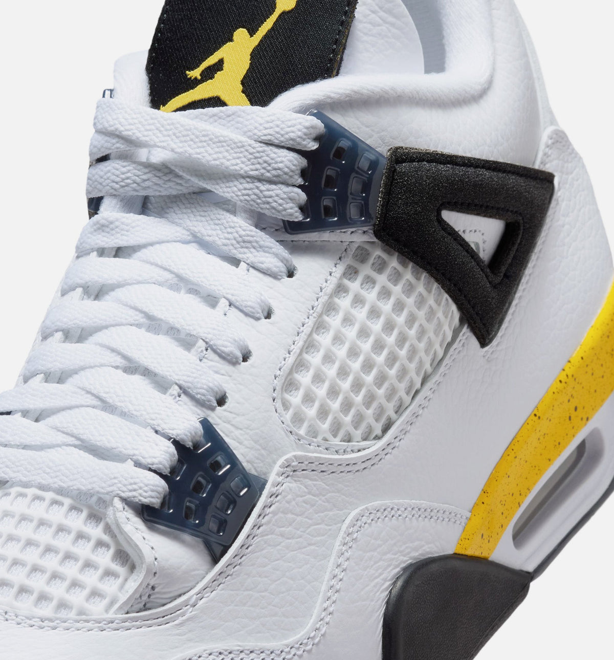 Air Jordan 4 Retro Rare Air Tour Yellow Men's Shoes - White Dark Blue Grey Black Tour Yellow