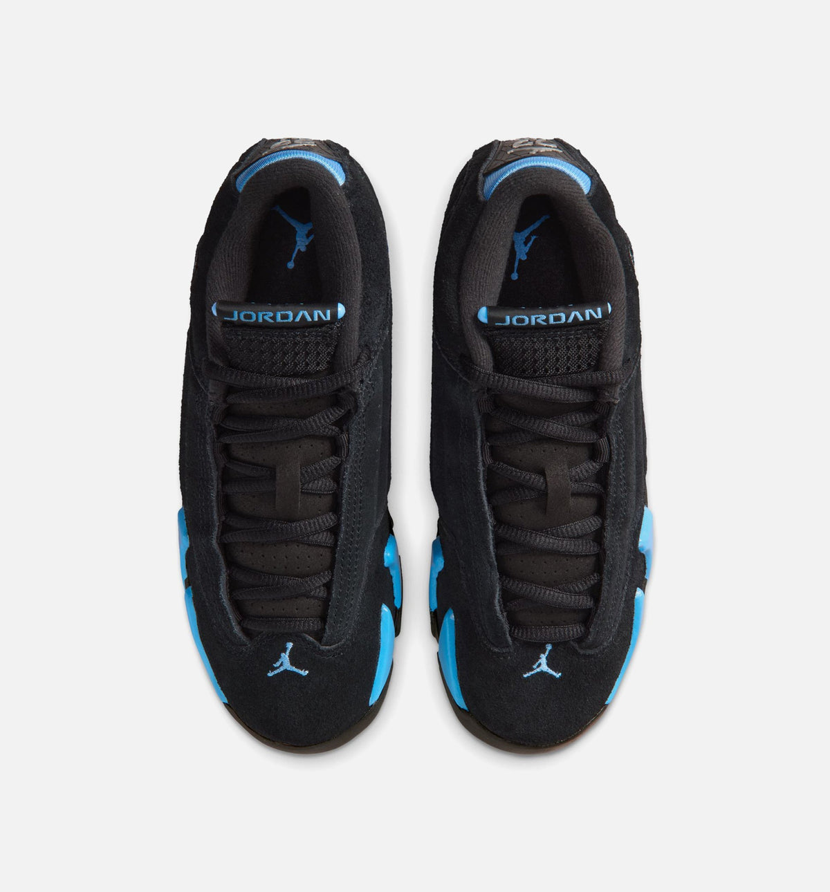 Air Jordan 14 Retro Black and University Blue Big Kids' Sneakers - Black/White/University Blue