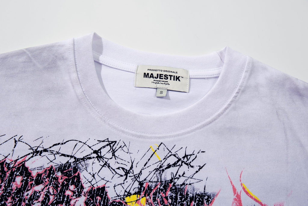 MAJESTIK Distressed Rhinestone Graphic T-Shirt