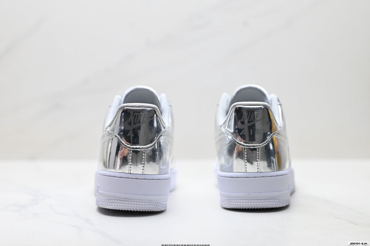 Nike Air Force 1 Low Metallic Silver Unisex Sneakers Style 16