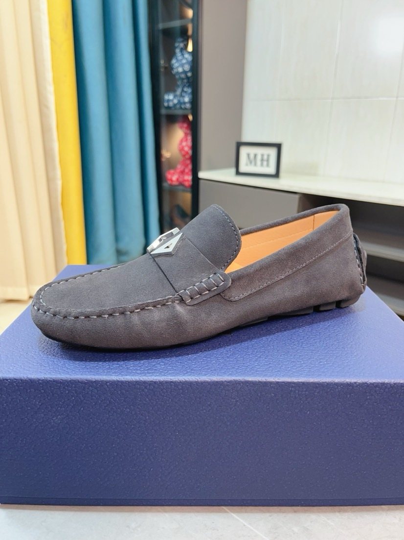 Dior Dark Gray Metal Accent Loafers