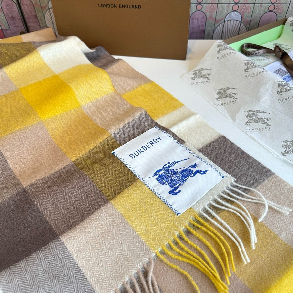 Burberry Plaid Fringe Scarf